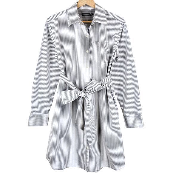 Vineyard Vines Blue Stripe Shirt Dress Long Sleeve Button Pocket Nautical Tie XS - Picture 1 of 7